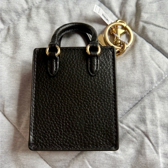 Coach Black Leather Mini Tote Keychain - Picture 3 of 6